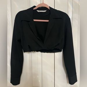 Zara Crop Long Sleeve Blouse
